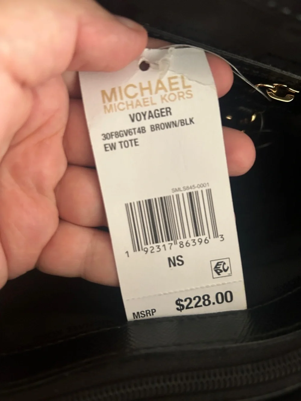 Michael Kors Brown Signature & Black Leather Tote NWT